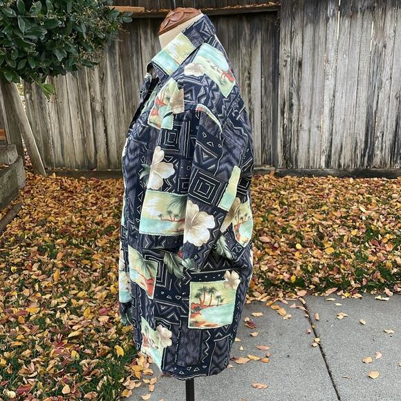 Moda Campia Surfer Tiki Aloha Lounge Wear Hawaiian Button Up Shirt Mens's Small - Picture 6 of 9